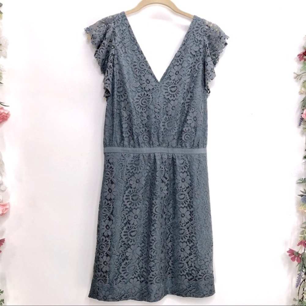 Madewell dusty blue lace dress